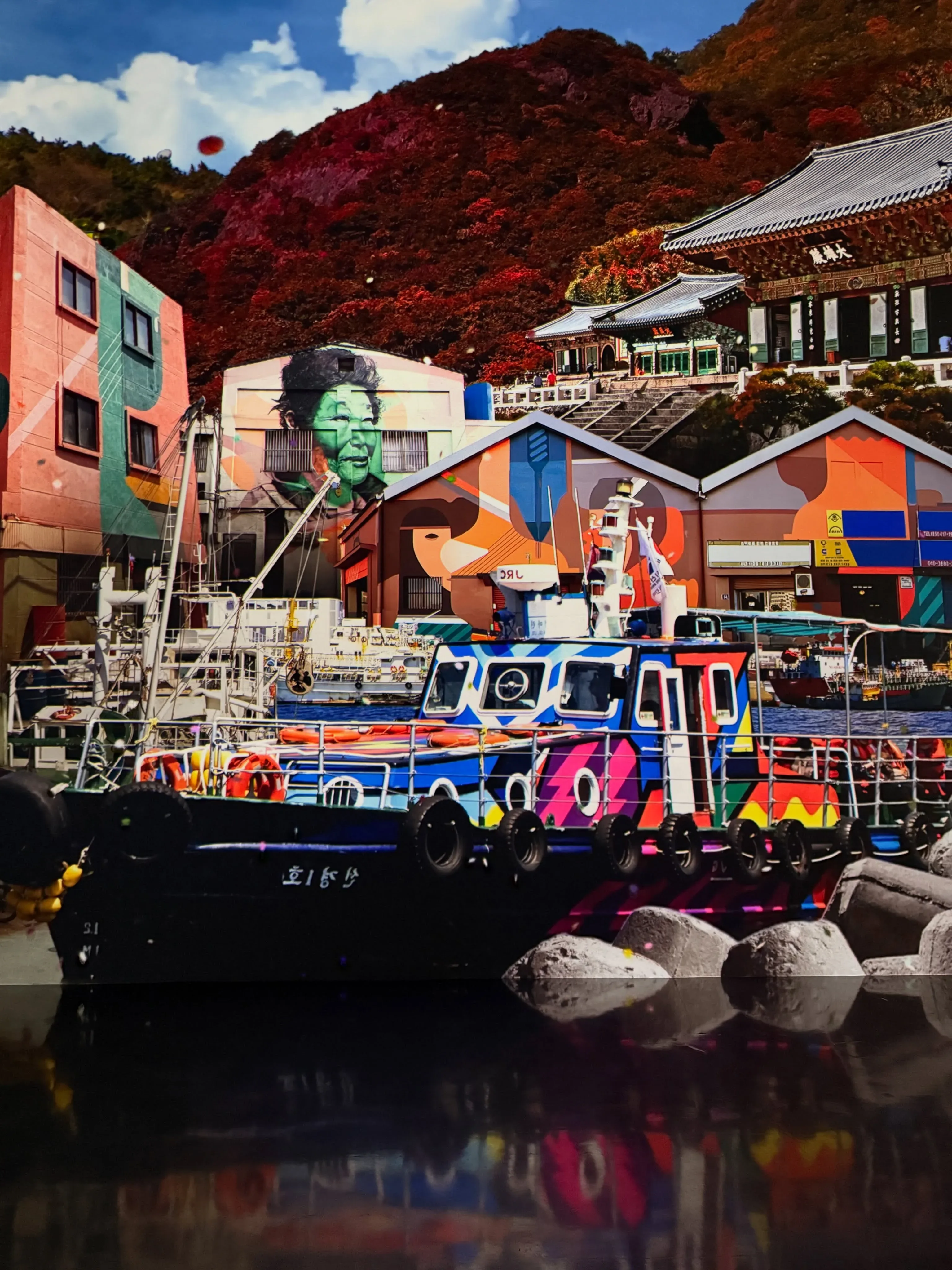 ARTE Museum Dubai immersive digital artwork featuring colorful Korean coastal scenery