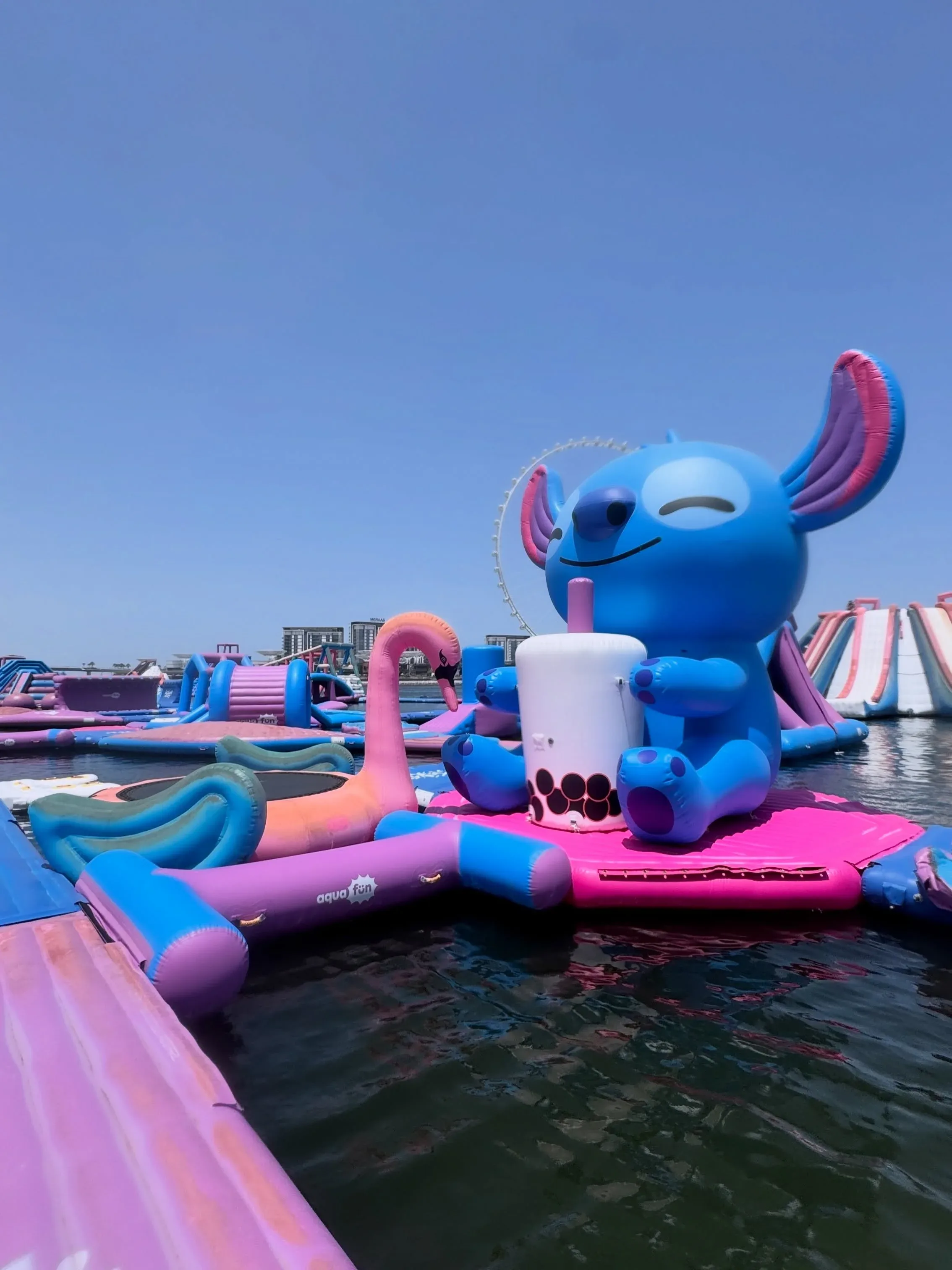 1. Aqua Fun Dubai water park at JBR Beach with Ain Dubai Observation Wheel in the background