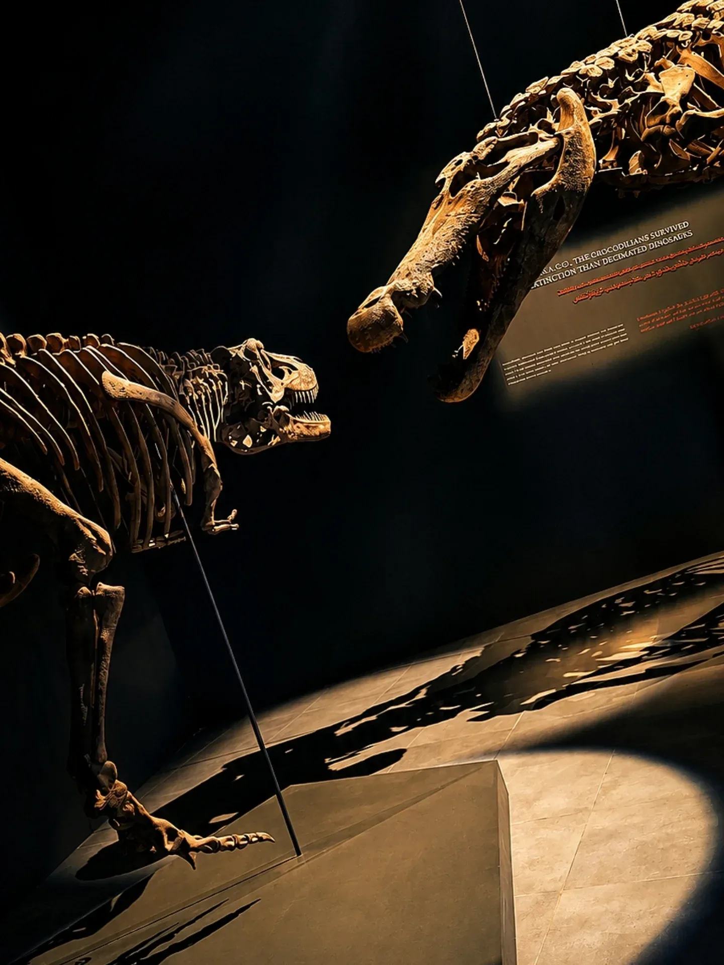 Crocodile skeleton display at Dubai Crocodile Park museum