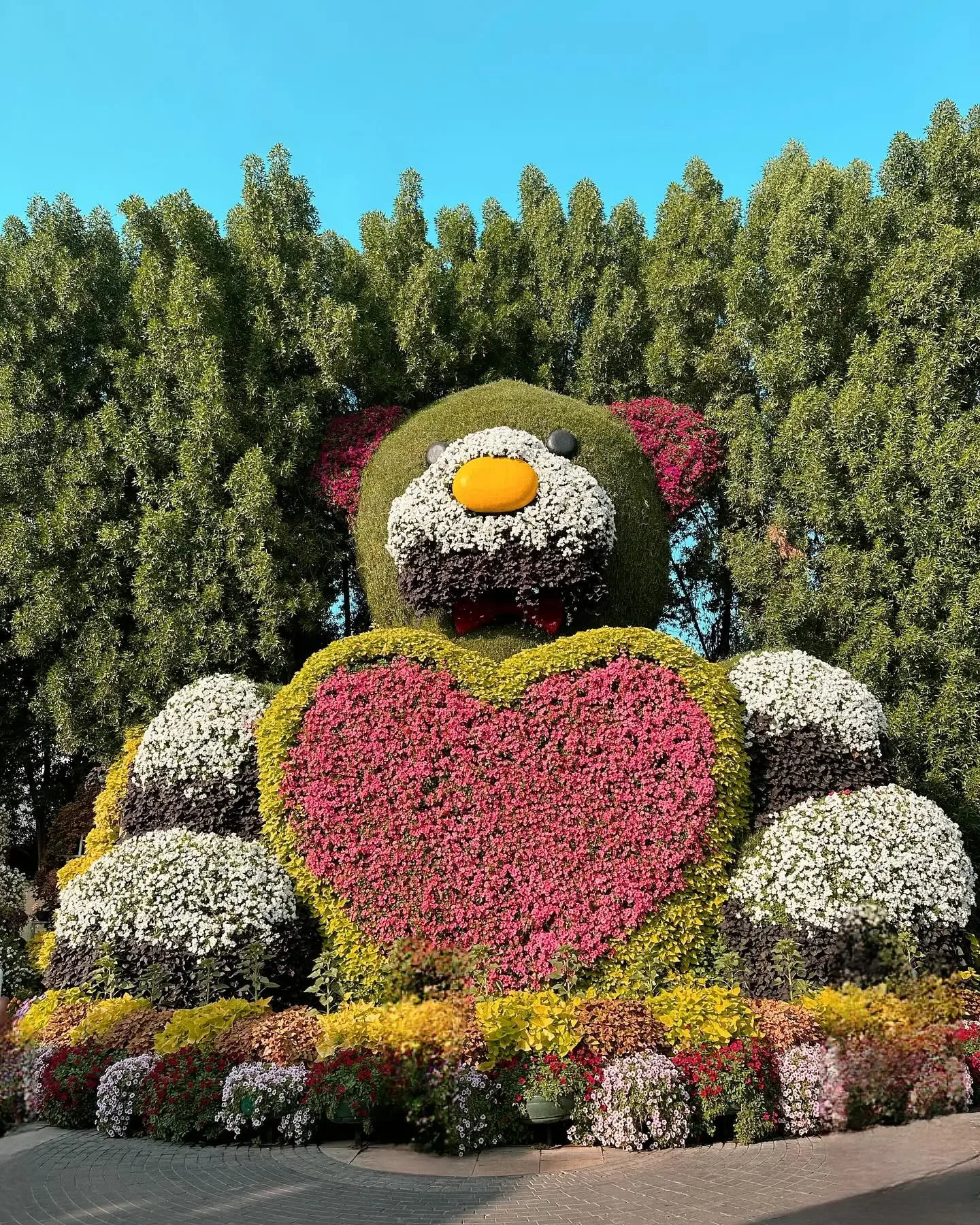 Dubai Miracle Garden colorful floral sculpture near Butterfly Garden Dubai