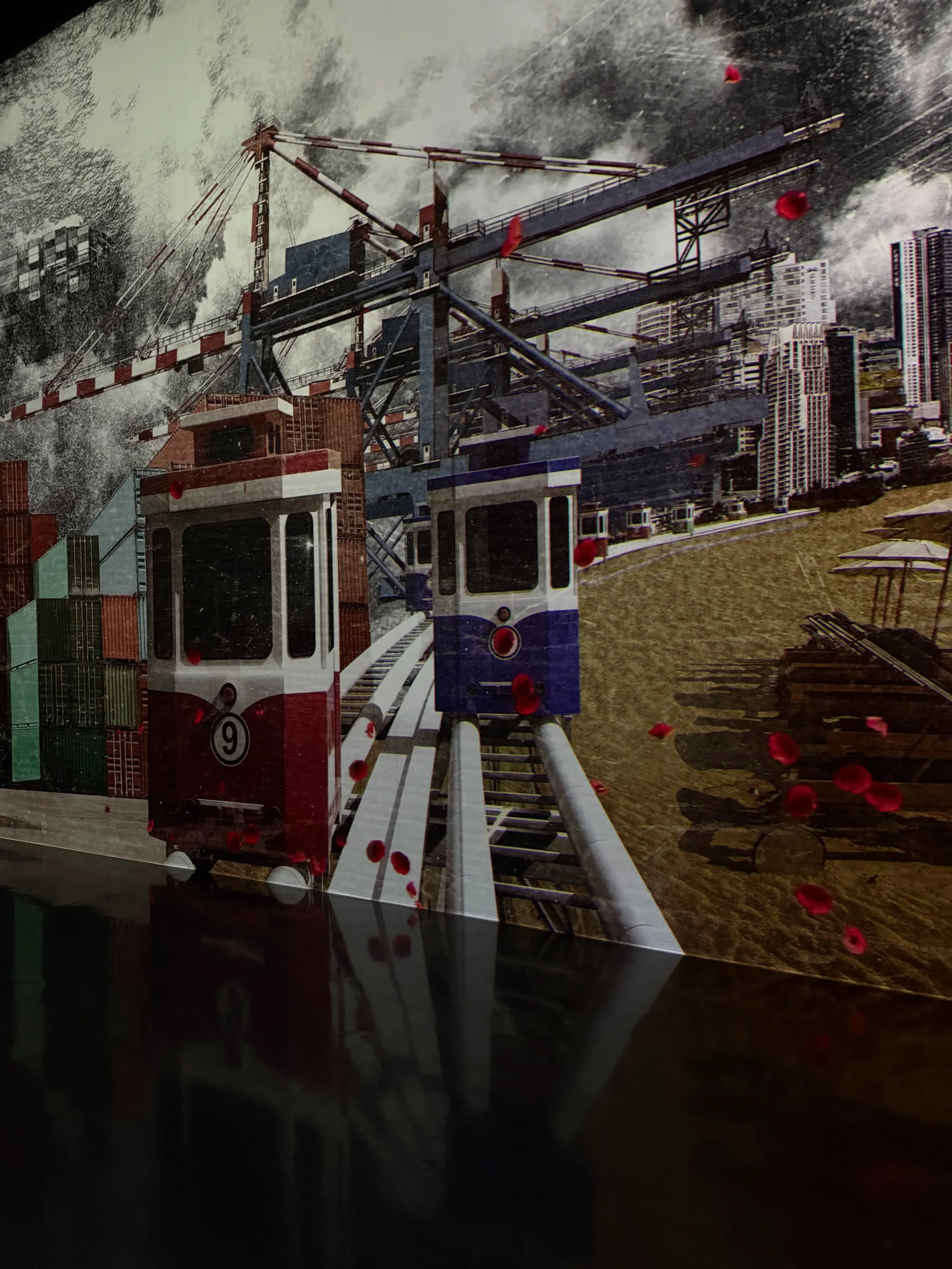 ARTE Museum Dubai immersive digital art installation with trains and cityscape