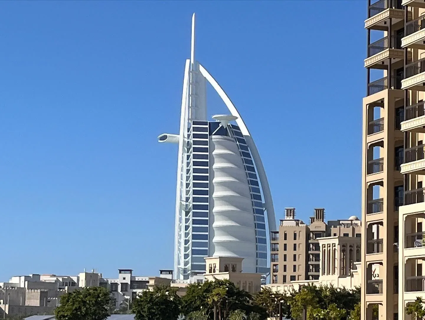 Burj Al Arab viewed during Big Bus Dubai tour