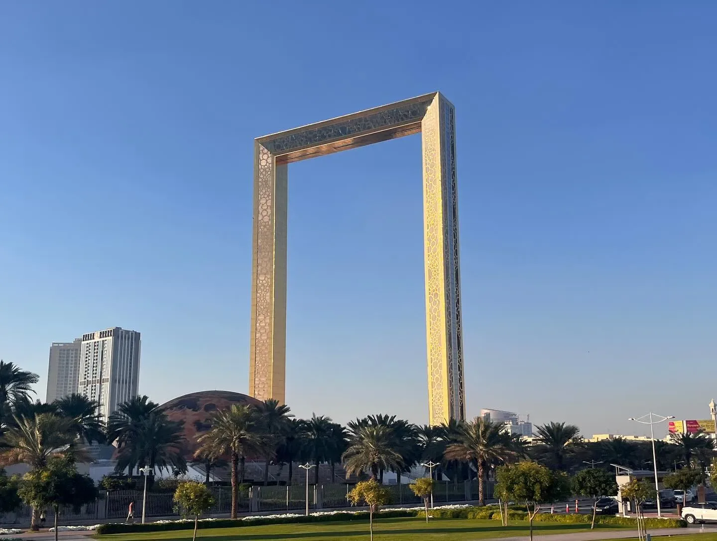 Dubai Frame landmark and surrounding park