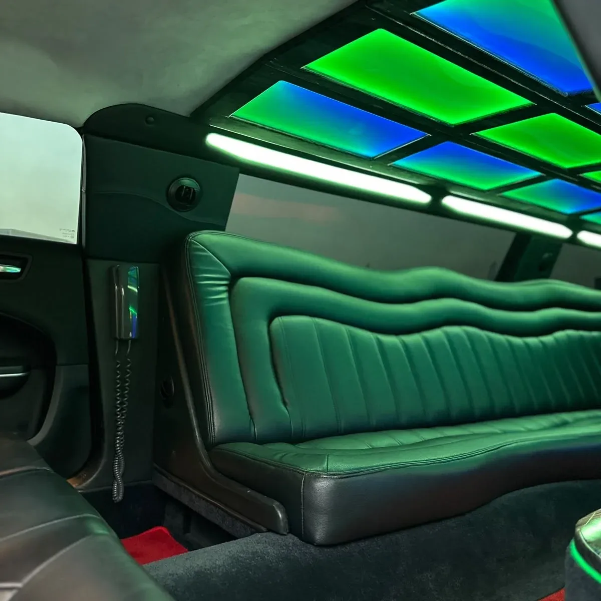 1. Comfortable limousine leather seating with LED ambient lighting