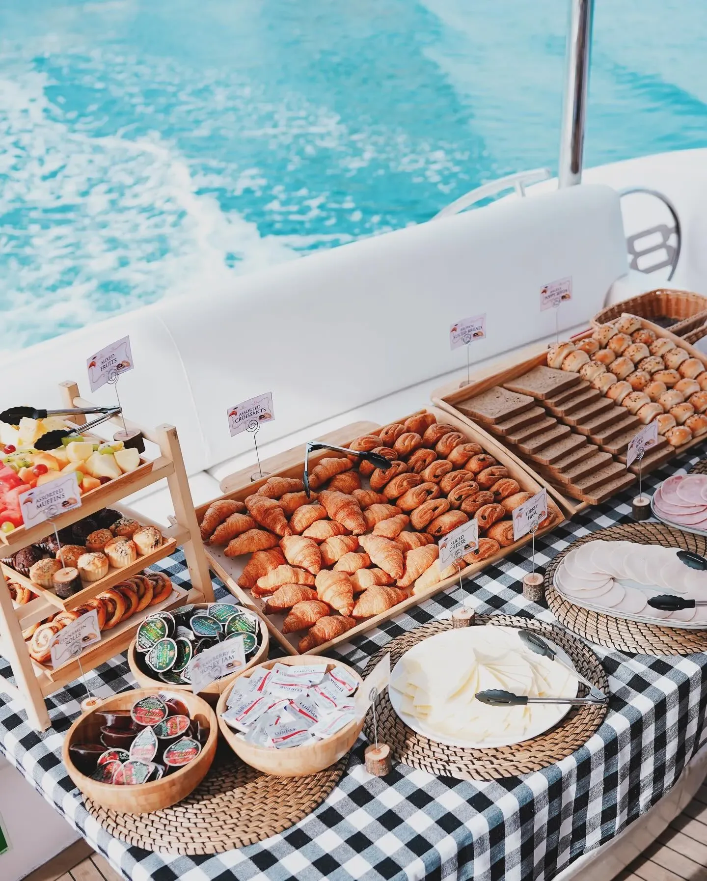 Breakfast buffet served during Xclusive Shared Yacht Tour Dubai